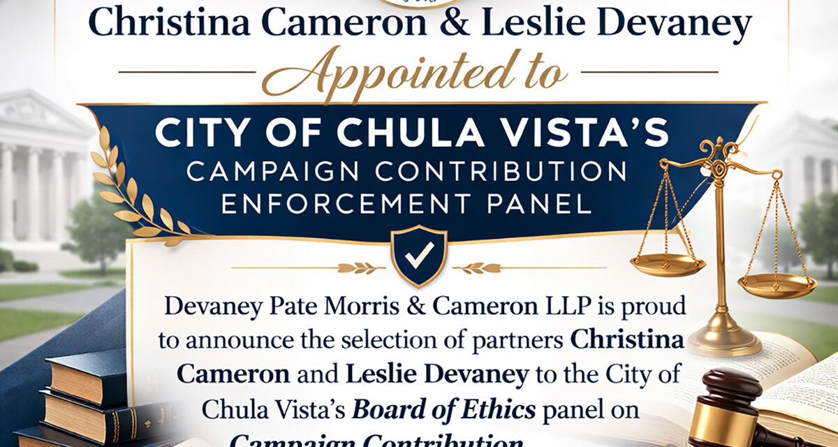 Christina Cameron & Leslie Devaney Appointed to Chula Vista’s Campaign Contribution Enforcement Panel